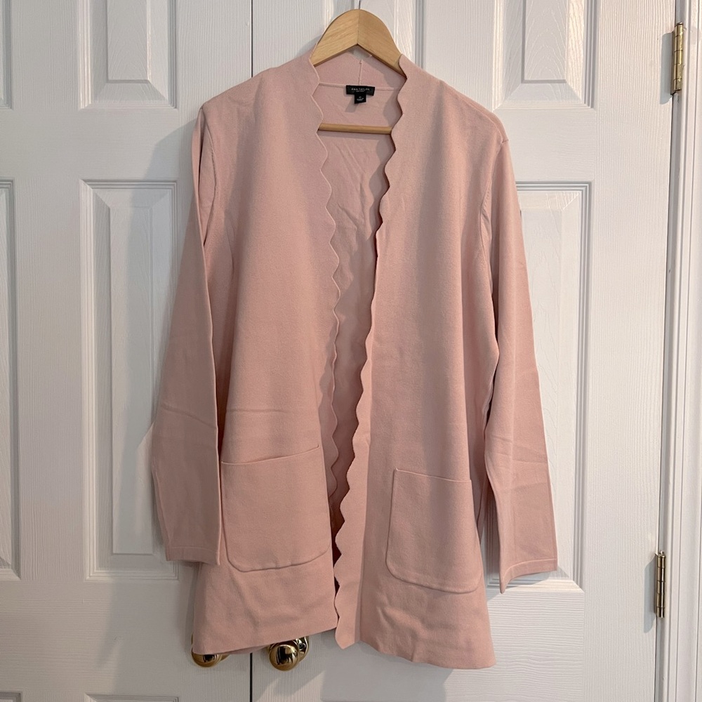 New Ann Taylor Factory front open sweater, blush pink, XL, hip length, pockets